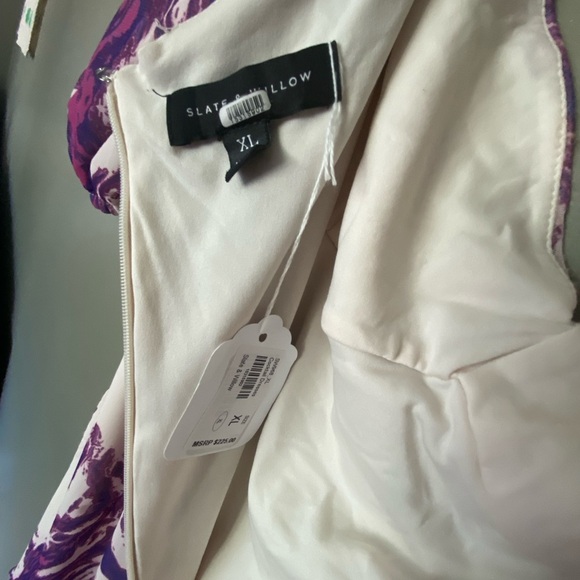 SLATE & WILLOW x ANTHROPOLOGIE Purple Swirl Mini Dress With Puff Sleeves Size XL - Picture 10 of 12